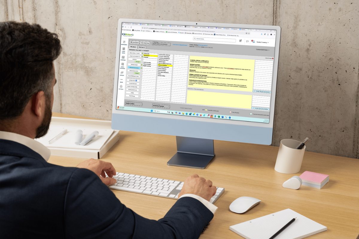 Clinician working in the ICANotes mental health documentation system
