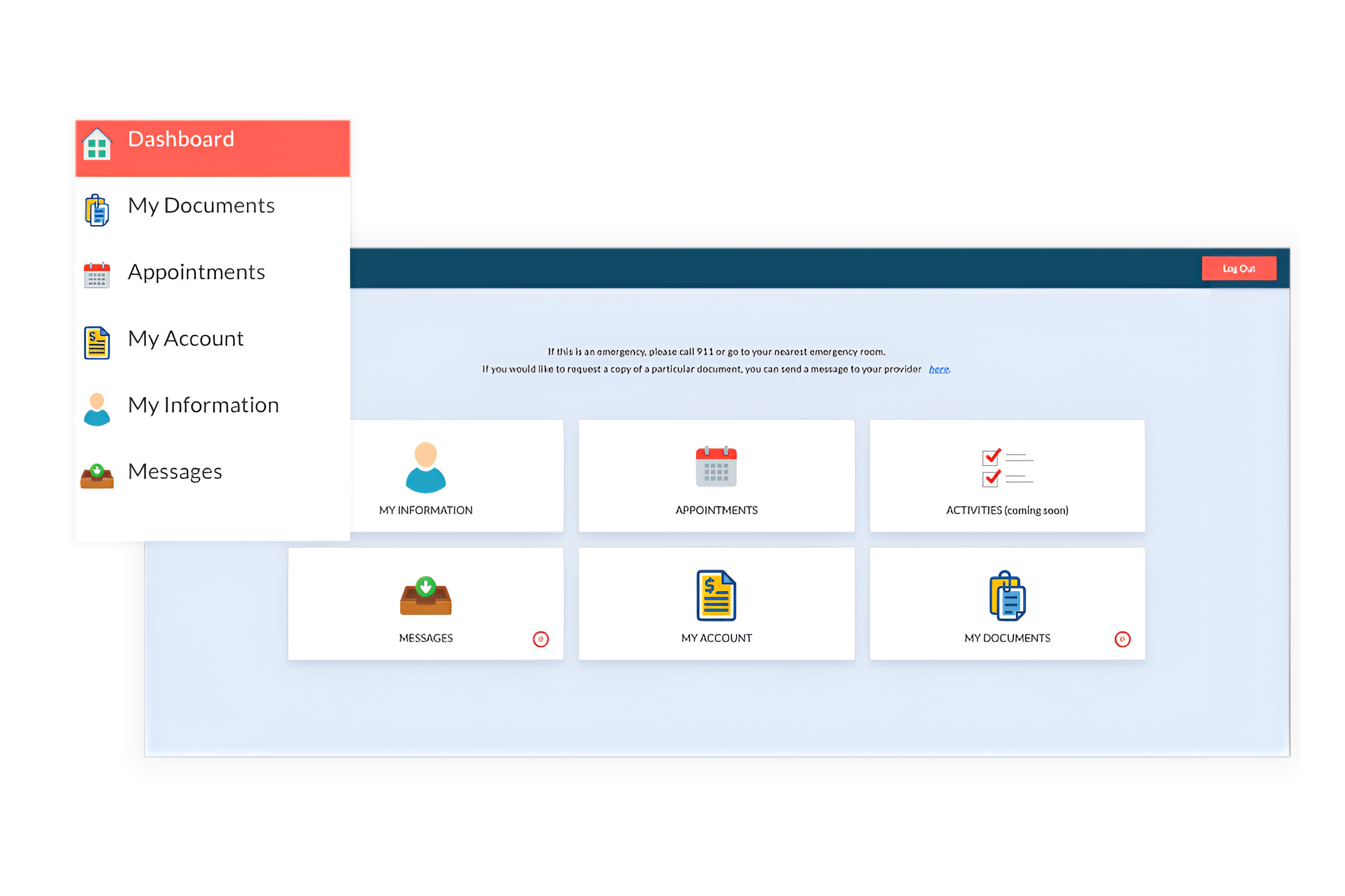 The ICANotes Patient Portal EHR Features include secure messaging, electronic intake, self-scheduling, records access, and online payments