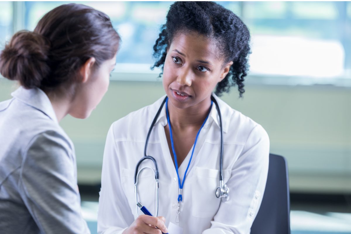 A psychiatrist treating a patient in her private practice.
