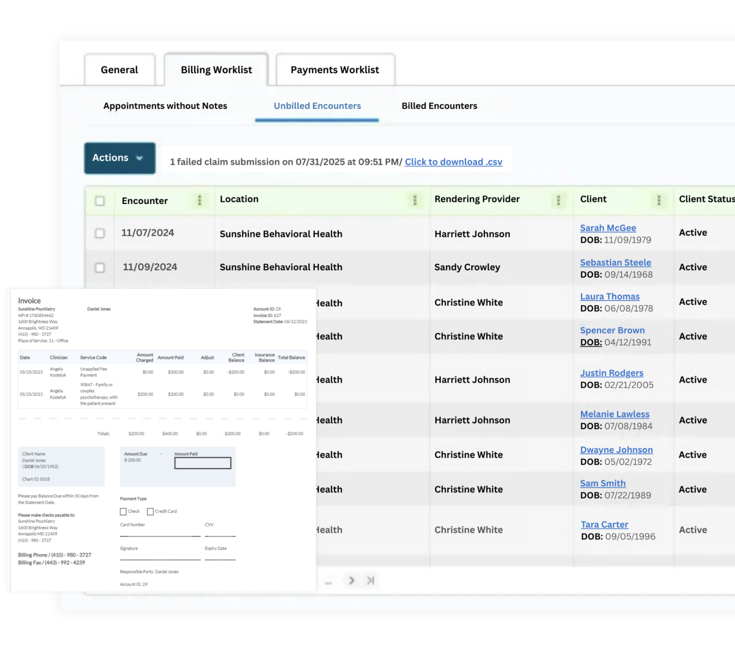 Billing reports and patient statements available in ICANotes mental health billing software