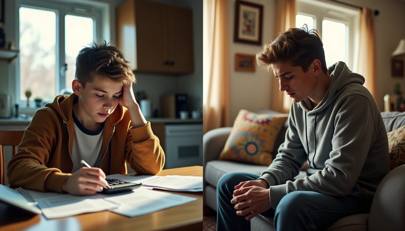 Child experiencing parentification and spousification, showing emotional burden from childhood role reversal